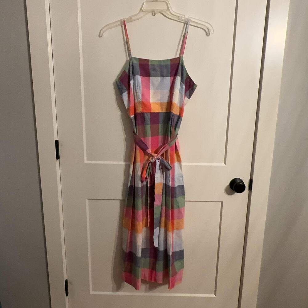Kate Spade Target Colab Dress Sz M Multicolour Plaid Maxi Strappy Pockets Preppy